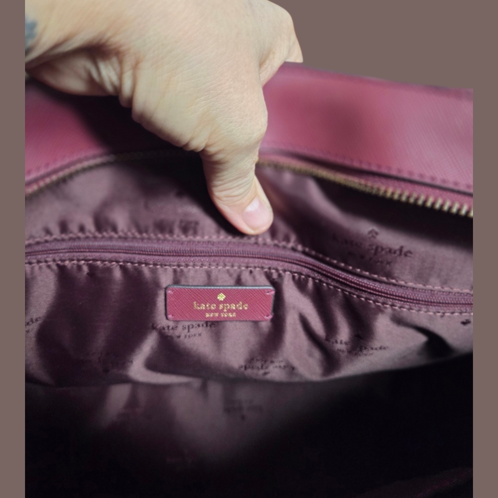 Kate Spade Deep Burgundy Tote with Pouches - Picture 4 of 6